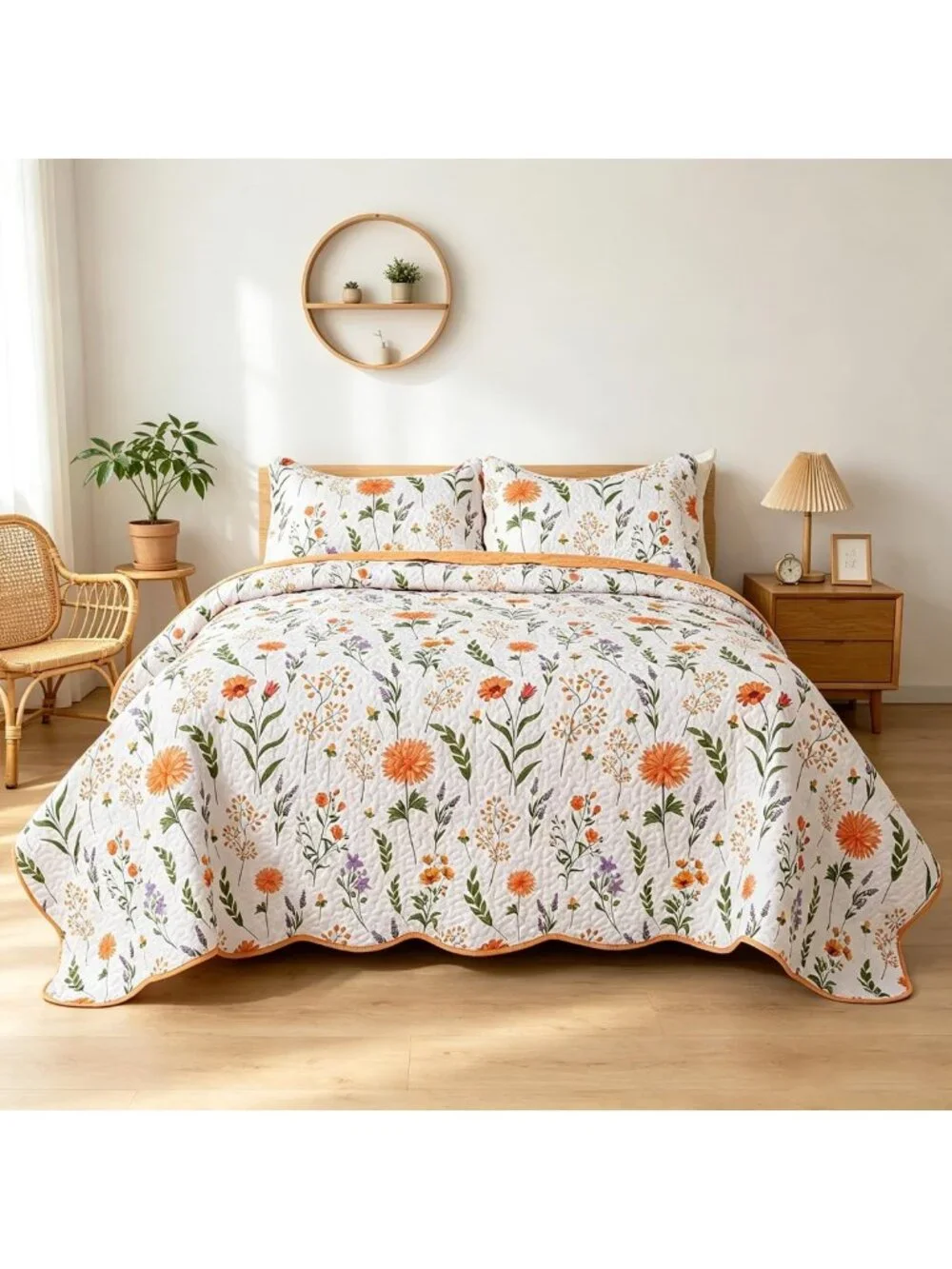 Oversized Floral Quilt Set - Cottage Core Shabby Chic Bedding - Boho Ditsy